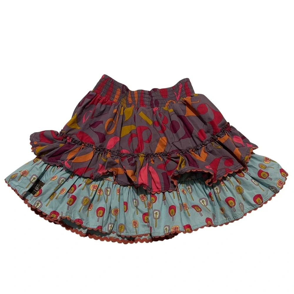 Matilda Jane Character Counts Girls Tiered Ruffle Skirt Size 6 Multi Color Tree